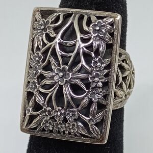 * vintage Claudia Agudelo 925 large floral art deco ring size 8